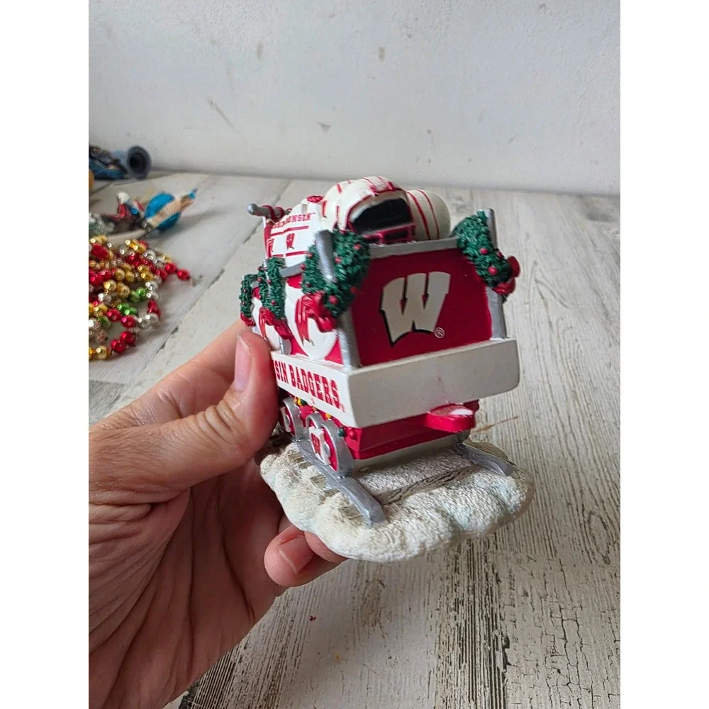 Danbury mint train football Wisconsin Badgers equipment Santa Express Xmas tree